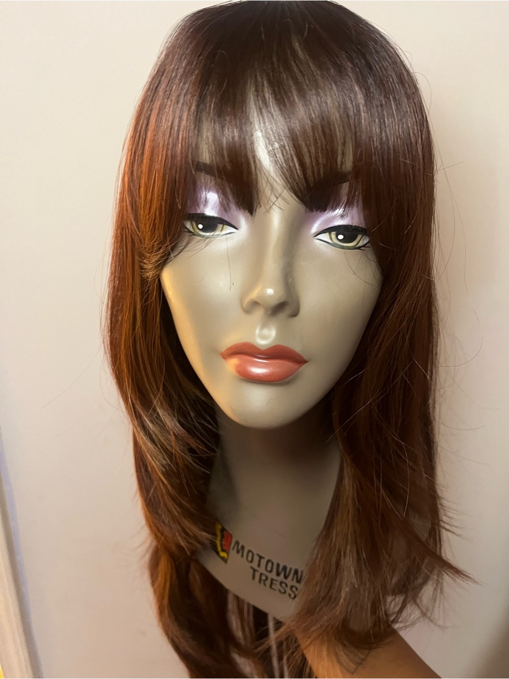 Long Straight Brown Wig with Bangs